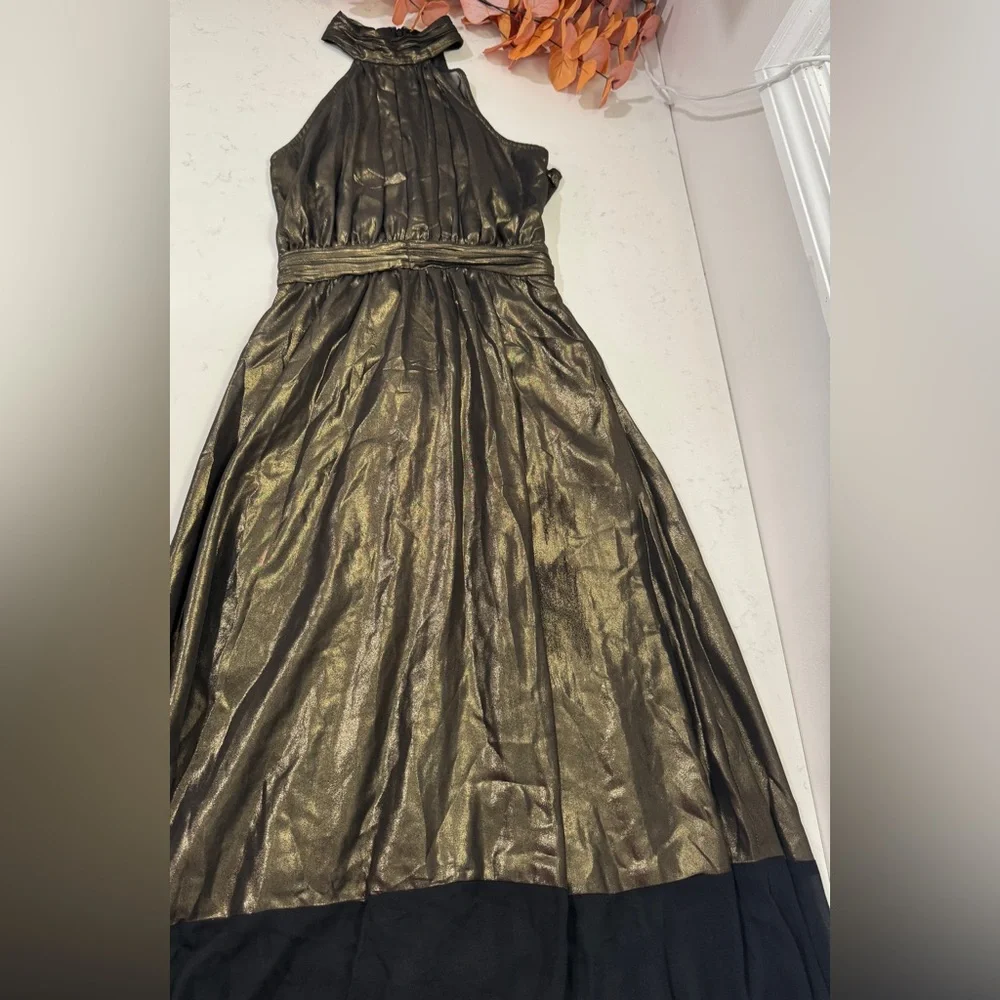 BCBGeneration Metallic Gold and Black Maxi Dress - Picture 5 of 11